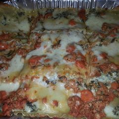 A picture of Veggies vs.Meatie Lasagna.