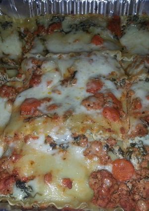 A picture of Veggies vs.Meatie Lasagna.