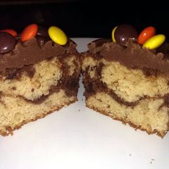A picture of Sophie's peanut and chocolate marble cupcakes.
