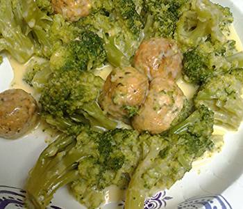 The New Way Making Recipe Cheesy creamy broccoli with chickenballs Restaurant Style