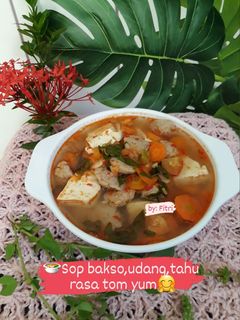 Foto resep Sop Bakso, Udang, Tahu dengan cita rasa Tom Yum