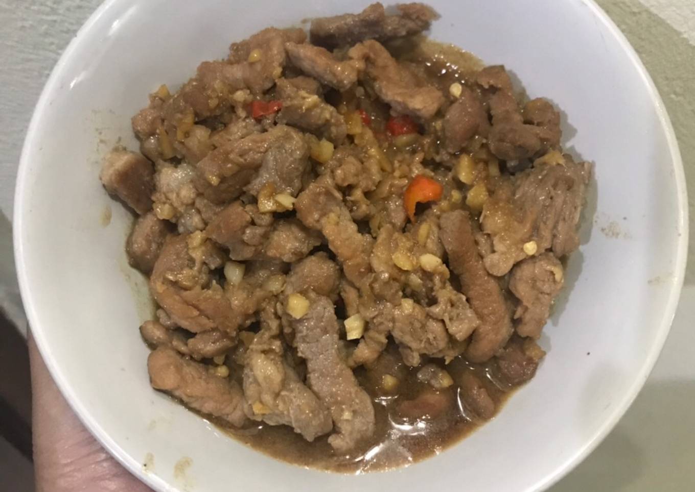 Babi kecap masak saos tiram (non halal)