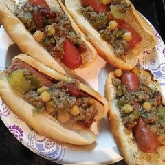 A picture of Green Chili-dogs.
