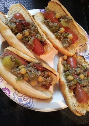 A picture of Green Chili-dogs.