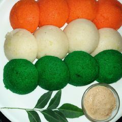 A picture of Tricolour Idli.