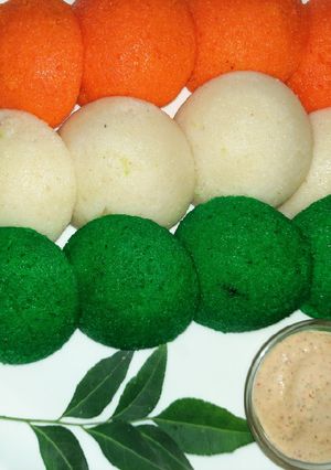 A picture of Tricolour Idli.