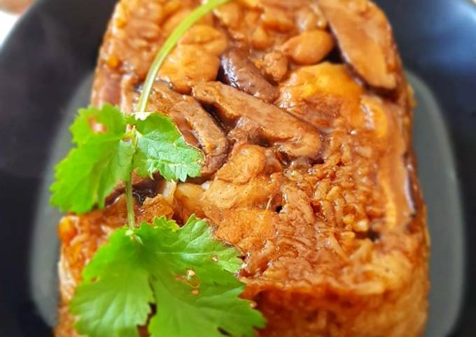Recipe of Favorite Lo Mai Gai - Chinese Glutinous Rice with Chicken-Mushrooms