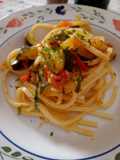 Spaghetti alla chitarra con zucca e pancetta