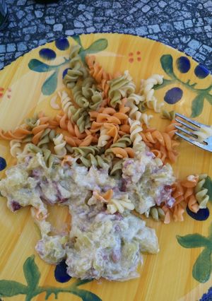 Une photo de Pâtes courgettes façon carbonara