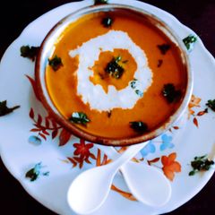 A picture of Healthy tasty delicious carrot Ginger soup.