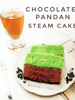 Foto resep Chocolate Pandan steam cake (bolu kukus coklat pandan)