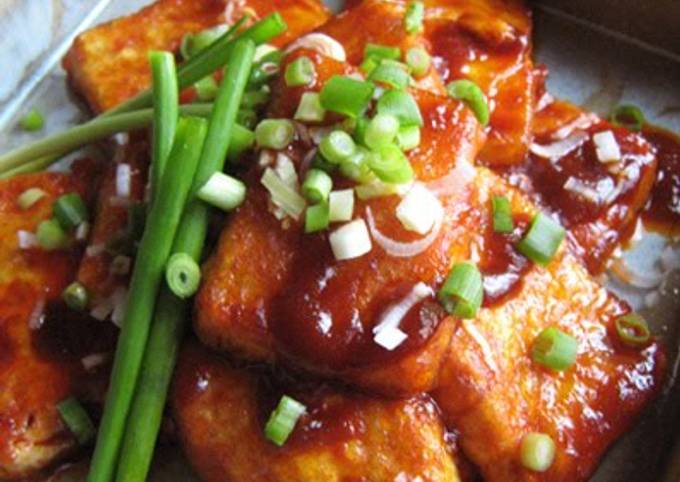 Easy and Inexpensive but Yummy Panfried Tofu with Gochujang