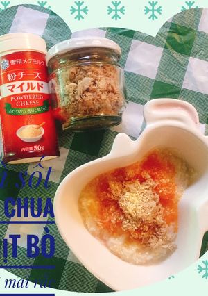Hình của món Mì sốt Cà chua thịt bò phô mai rắc cho bé ăn dặm.