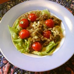 A picture of Indian-Styled Salad with Coconuts and Baked Eggplants.