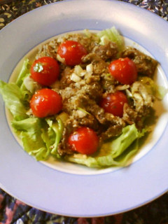 A picture of Indian-Styled Salad with Coconuts and Baked Eggplants.