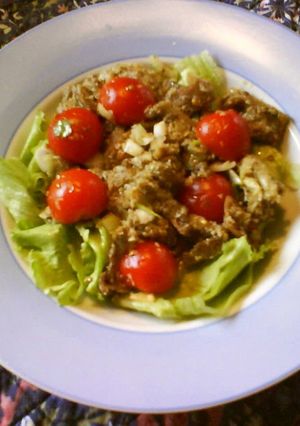 A picture of Indian-Styled Salad with Coconuts and Baked Eggplants.