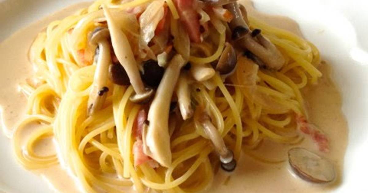 Easy Creamy Pasta with Mushrooms and Soy Milk Recipe by cookpad.japan