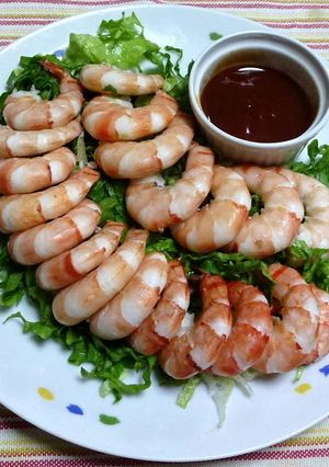 A picture of Shrimp Cocktail with Black Tiger Shrimp.