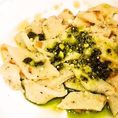 Fresh Testaroli with Pesto Genovese A picture of Fresh Testaroli with Pesto Genovese.