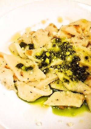 A picture of Fresh Testaroli with Pesto Genovese.