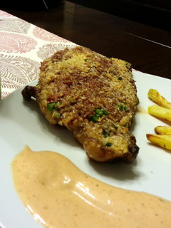A picture of Parmesan crusted steak.