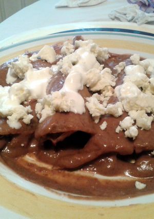 A picture of Enfrijoladas mexicanas (Real mexican enfrijoladas).