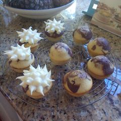 Vanilla chocolate swirl cupcakes A picture of Vanilla chocolate swirl cupcakes.