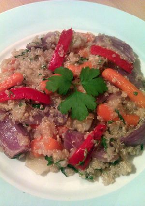 A picture of Vickys Roasted Vegetable Quinoa, Gluten, Dairy, Egg & Soy-Free.