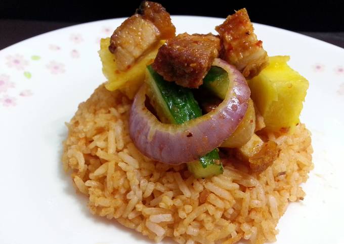 Recipe of Award-winning Korean Sesame Bean Paste Rice Topped with Spicy Roasted Pork Salad