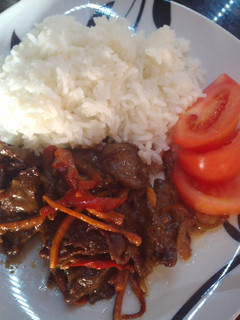 A picture of Mongolian beef.