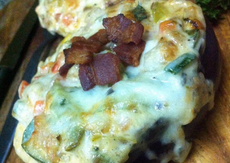 Simple Way to Make Super Quick Homemade K&#39;s Eggplant Stuffed Cheesy Bacon