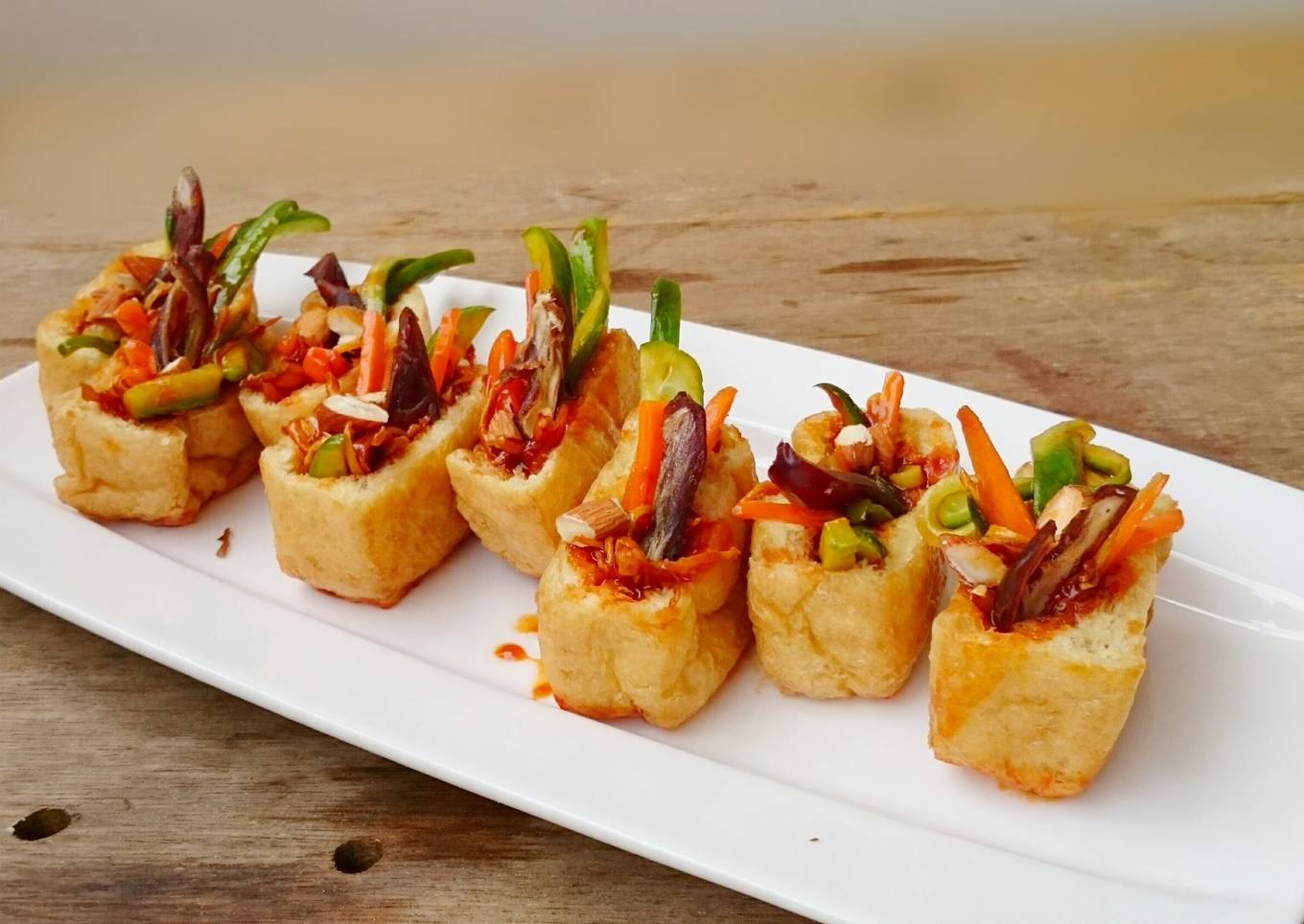 Honey and Ginger Tofu Salad with Almonds and Mejool Dates