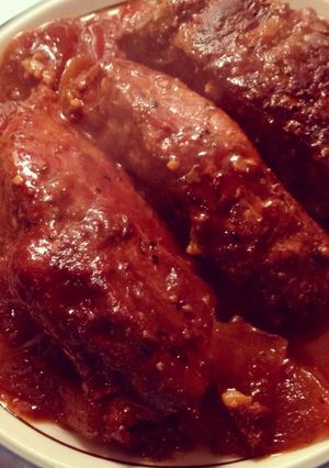A picture of Bourbon BBQ Pork Ribs (crockpot).