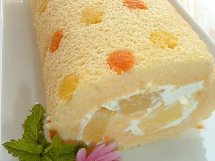Recipe Refreshing Polka Dot Roll Cake which Delicious