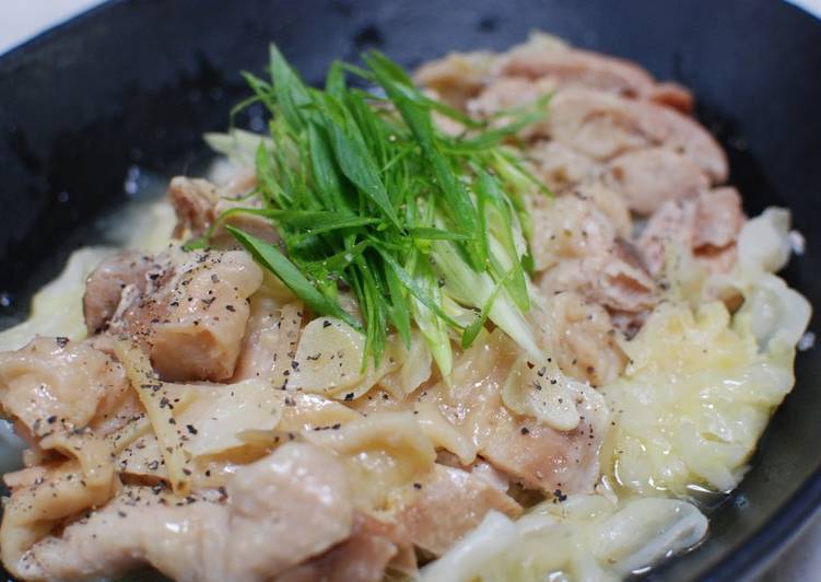 Sake Steamed Cabbage & Salt-Rubbed Chicken