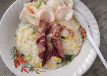 Masakan Populer Bubur Nasi Jagung Cumi Ala Warteg