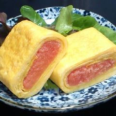 A picture of Tarako Tamagoyaki for your Bento or Appetizer.