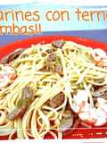 Tallarines con ternera y gambas (Thermomix)