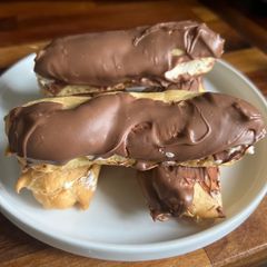 A picture of Chocolate Eclairs à la Haworth Bakery, Great Harwood.