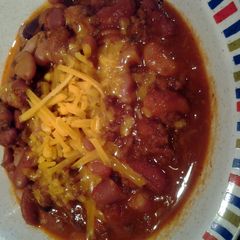 A picture of Chili in a crockpot.