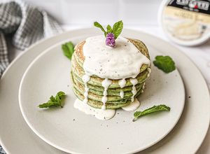 Foto di Pancake salati all’alga spirulina e crema di Taleggio 💚