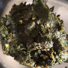 A picture of Spinach corn stir fry.