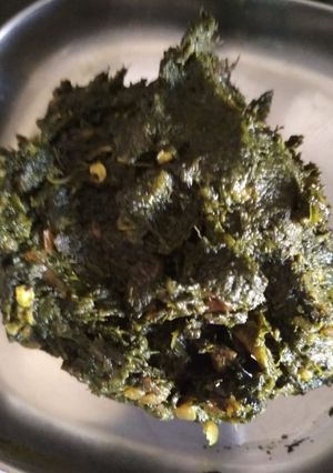 A picture of Spinach corn stir fry.