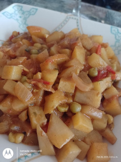 Una foto de Aloo matar vegano (mi versión)