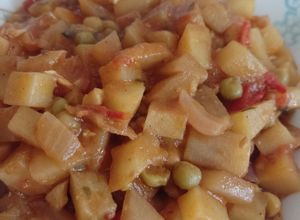 Una foto de Aloo matar vegano (mi versión)
