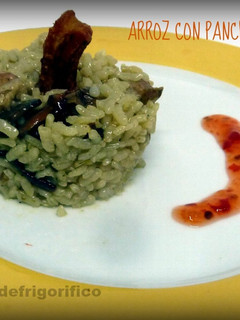 Una foto de Arroz con panceta fresca y niscalos