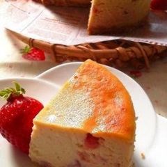 A picture of Baked Strawberry Cheesecake.