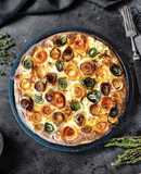Torta di ricotta con roselline di verdure miste