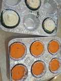 Copcakes verde y naranja