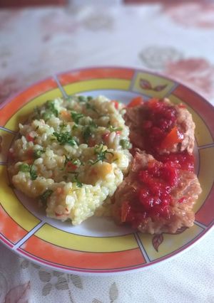 O poză a rețetei Orez cu legume și soia.